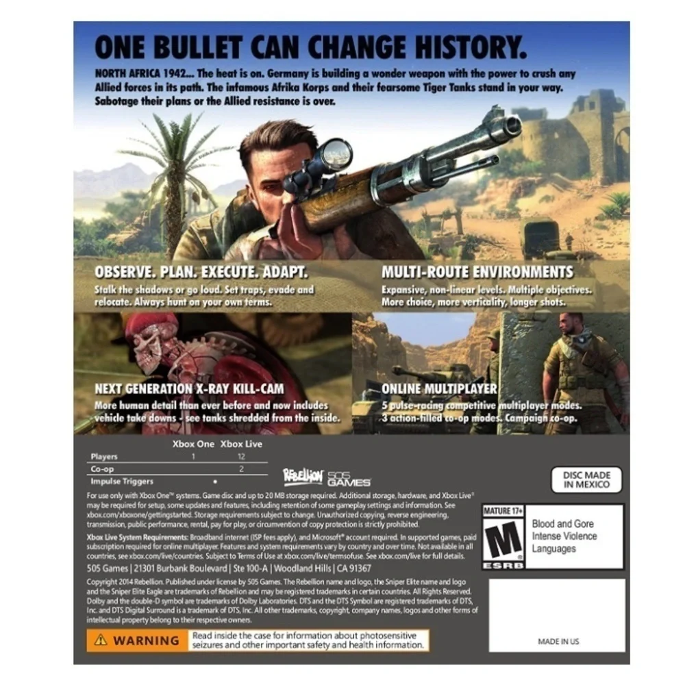 Sniper Elite lll XBOX ONE game